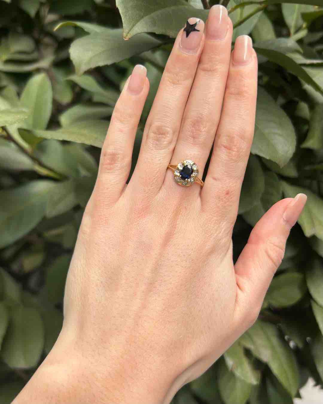 Bague Marguerite Saphir 1 carat &amp; Diamants "Elda" - Elliade Paris