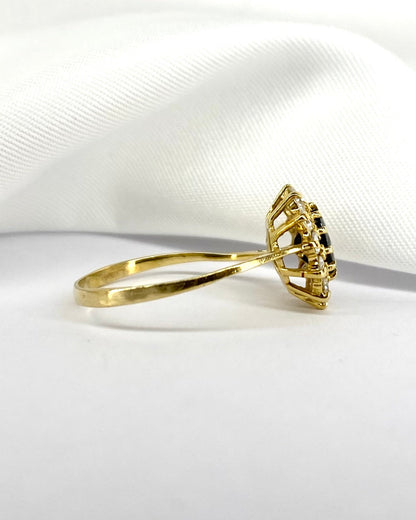 Bague Marguerite Saphir 1 carat &amp; Diamants &quot;Hailey&quot; - Elliade Paris