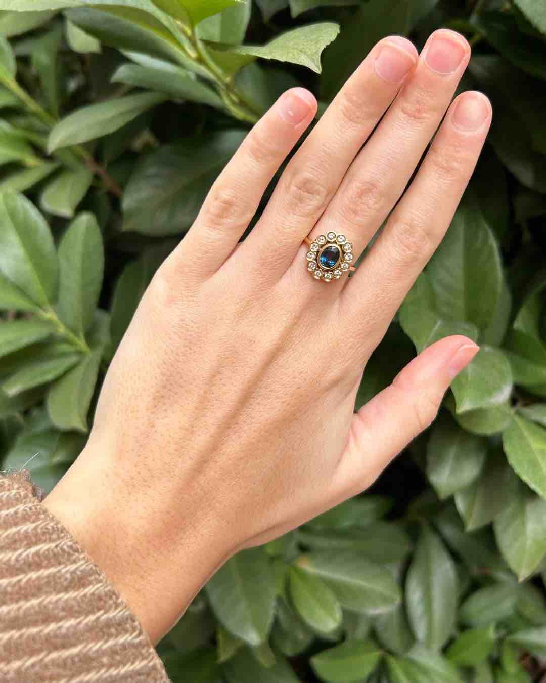 Bague Marguerite Saphir 1 Carat &amp; Diamants "Harmony" - Elliade Paris