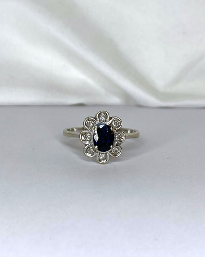 Bague Marguerite Saphir 1 carat &amp; Diamants &quot;Jess&quot; - Elliade Paris