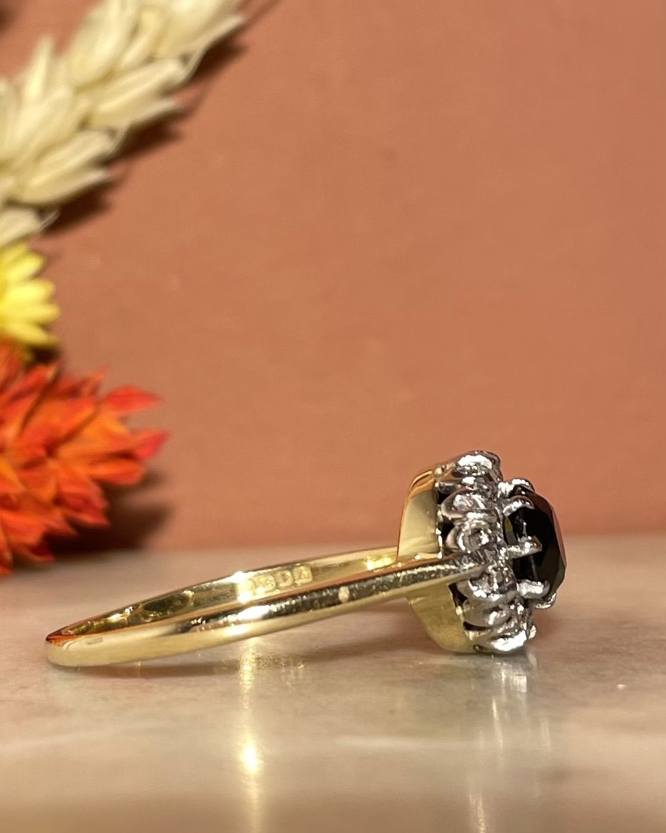 Bague Marguerite Saphir 1 carat &amp; Diamants "Katerine" - Elliade Paris