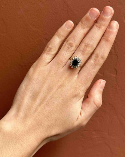 Bague marguerite saphir 1 carat &amp; diamants &quot;Louane&quot; - Elliade Paris