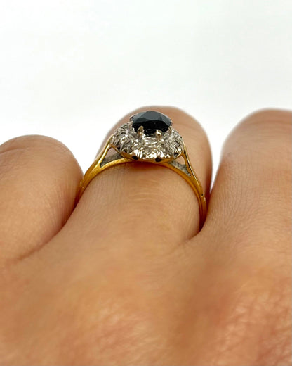 Bague Marguerite Saphir 1 carat &amp; Diamants "Noha" - Elliade Paris