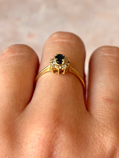 Bague Marguerite Saphir &amp; 10 Diamants "Alienor" - Elliade Paris
