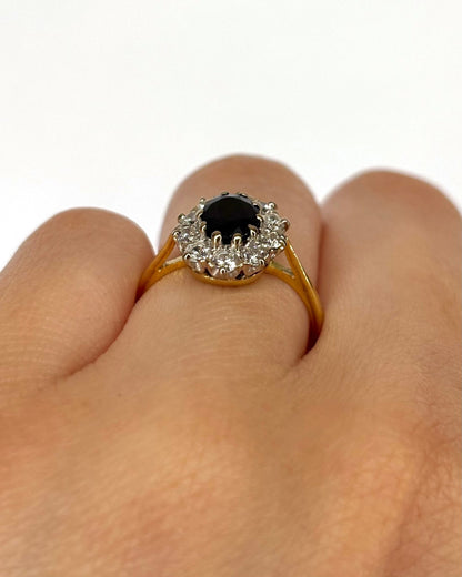 Bague Marguerite Saphir 1.06 carat &amp; Diamants 0.50 carat "Océane" - Elliade Paris