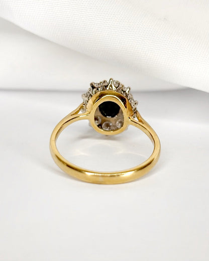 Bague Marguerite Saphir 1.06 carat &amp; Diamants 0.50 carat "Océane" - Elliade Paris