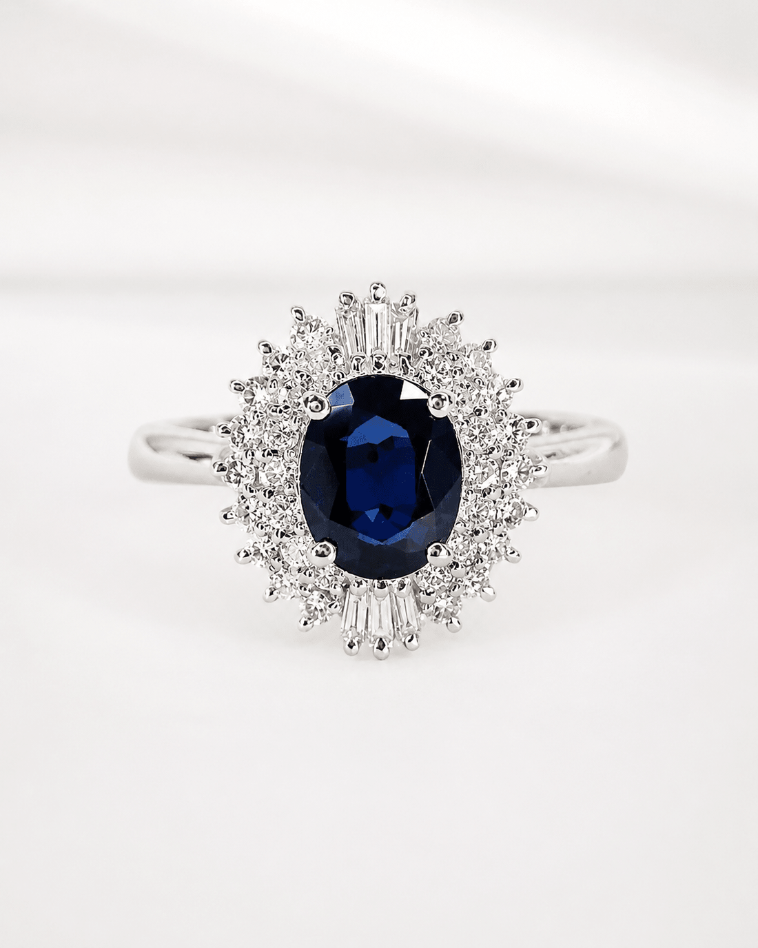 Bague Marguerite Saphir 1.08 carat &amp; Diamants 0.47 carat "Adixia" - Elliade Paris
