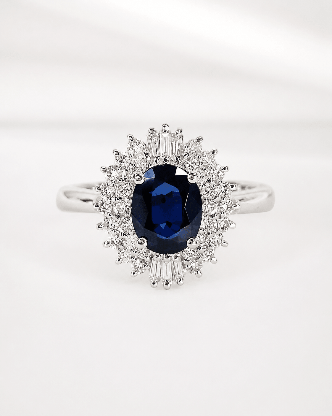 Bague Marguerite Saphir 1.08 carat &amp; Diamants 0.47 carat "Adixia" - Elliade Paris