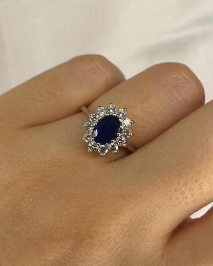 Bague Marguerite Saphir 1.10 carat &amp; Diamants 0.36 carat "Calypso" - Elliade Paris