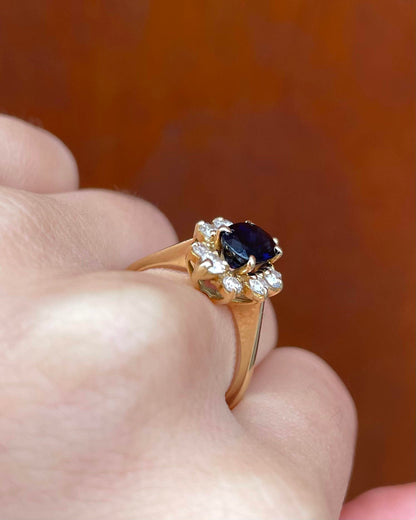 Bague Marguerite Saphir 1.10 carat &amp; Diamants &quot;Valencia&quot; - Elliade Paris