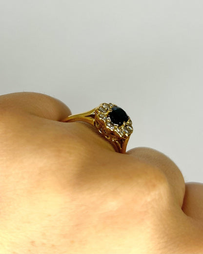 Bague Marguerite Saphir 1.11 carat &amp; Diamants 0.50 carat "Nola" - Elliade Paris