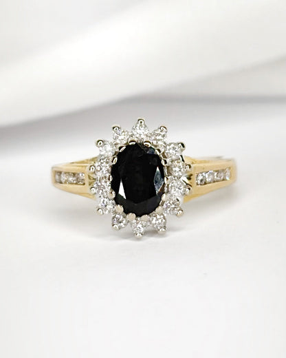 Bague Marguerite Saphir 1.15 carat &amp; Diamants 0.33 carat "Helena" - Elliade Paris