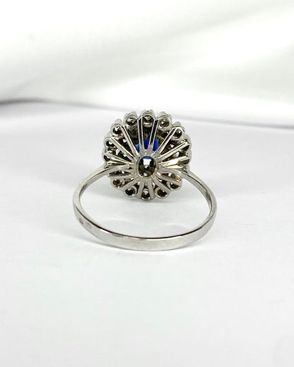 Bague Marguerite Saphir 1.15 carat &amp; Diamants 0.52 carat "Milena" - Elliade Paris