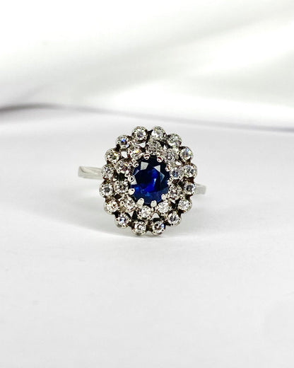 Bague Marguerite Saphir 1.15 carat &amp; Diamants 0.52 carat "Milena" - Elliade Paris