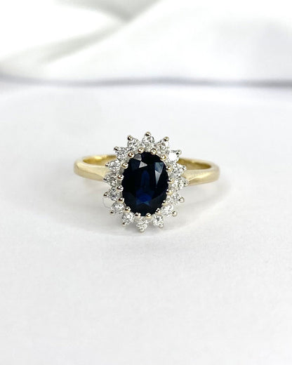 Bague Marguerite Saphir 1.15 carat &amp; Diamants "Marianne" - Elliade Paris