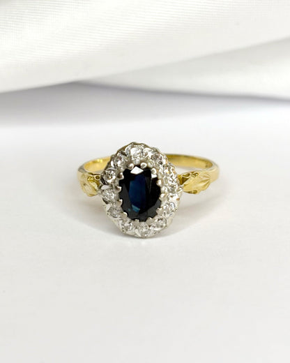 Bague Marguerite Saphir 1.15 carat &amp; Diamants "Rachelle" - Elliade Paris