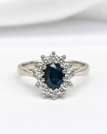 Bague Marguerite Saphir 1.20 carat &amp; Diamants 0.48 carat 4.13g "Jeanne" - Elliade Paris