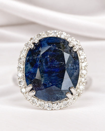 Bague Marguerite Saphir 12.17 carats &amp; Diamants 0.50 carat 8.75g "Sofia" - Elliade Paris