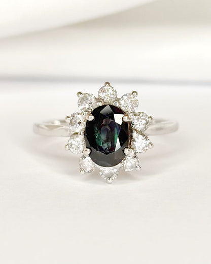 Bague Marguerite Saphir 1.25 carat &amp; Diamants 0.50 carat "June" - Elliade Paris