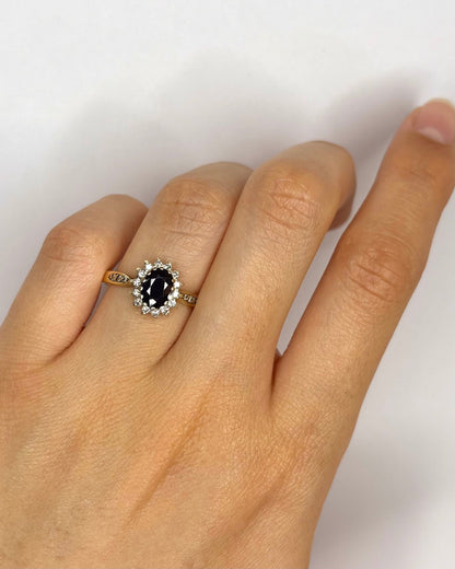 Bague Marguerite Saphir 1.26 carat &amp; Diamants "Elisa" - Elliade Paris
