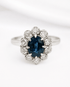 Bague Marguerite Saphir 1.30 carat & Diamants 0.60 carat "Christelle" - Elliade Paris