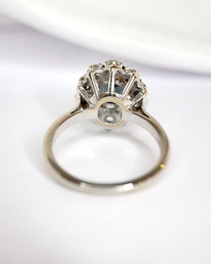 Bague Marguerite Saphir 1.30 carat &amp; Diamants 0.60 carat "Christelle" - Elliade Paris