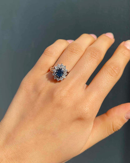 Bague Marguerite Saphir 1.30 Carat &amp; Diamants &quot;Evanne&quot; - Elliade Paris
