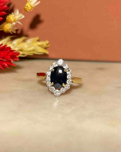 Bague Marguerite Saphir &amp; 14 Diamants &quot;Lynda&quot; - Elliade Paris