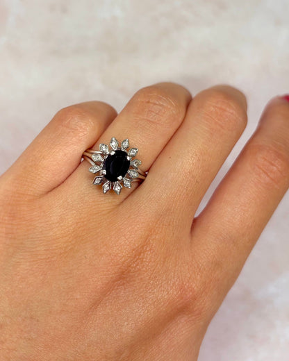 Bague Marguerite Saphir 1.40 carat &amp; Diamants "Chéryl" - Elliade Paris