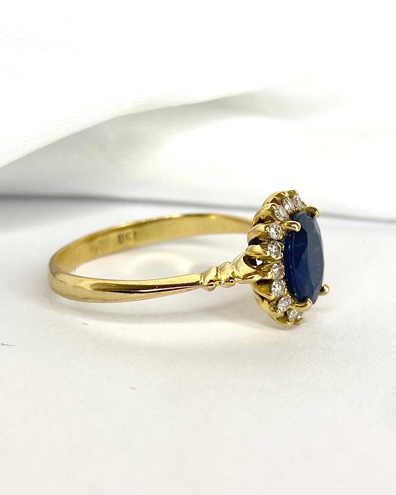 Bague Marguerite Saphir 1.50 carat &amp; Diamants "Luisa" - Elliade Paris