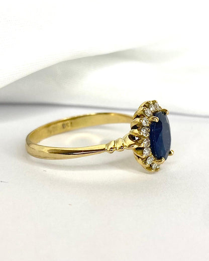 Bague Marguerite Saphir 1.50 carat &amp; Diamants "Luisa" - Elliade Paris