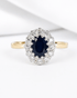 Bague Marguerite Saphir 1.52 carat, Diamants & Or 4.22g "Vivienne" - Elliade Paris