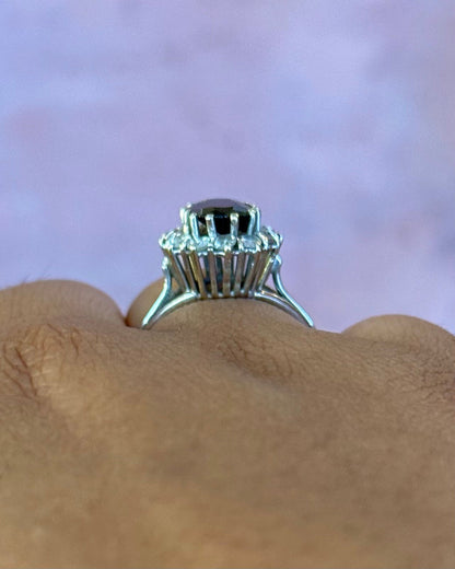 Bague Marguerite Saphir 1.60 carat &amp; Diamants 0.60 carat "Selma" - Elliade Paris