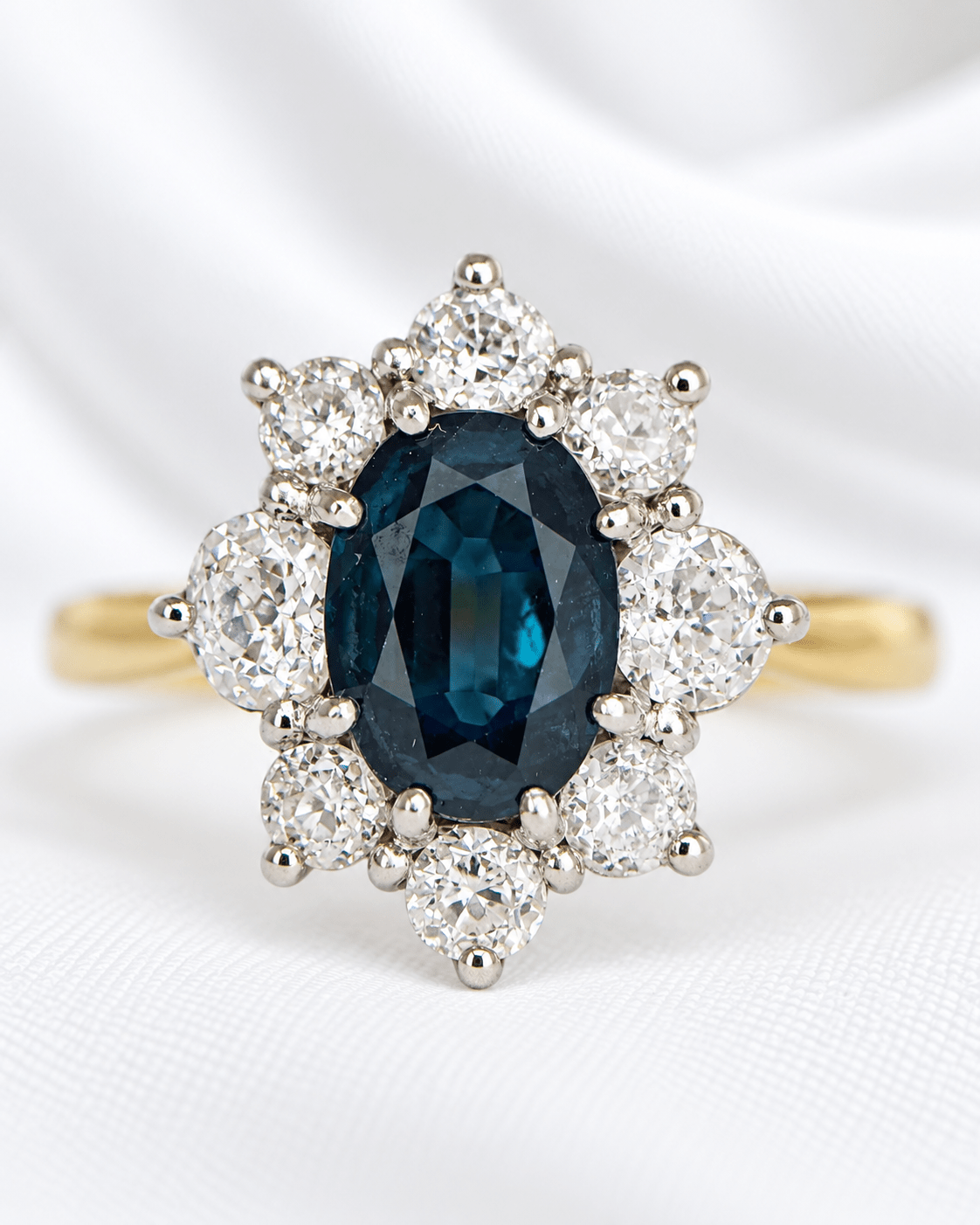 Bague Marguerite Saphir 1.60 carat &amp; Diamants 1.01 carat "Victoria" - Elliade Paris