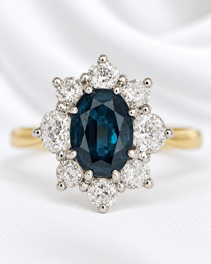Bague Marguerite Saphir 1.60 carat &amp; Diamants 1.01 carat "Victoria" - Elliade Paris