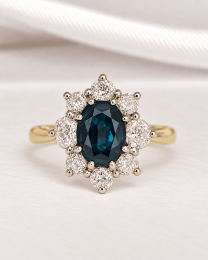 Bague Marguerite Saphir 1.60 carat &amp; Diamants 1.01 carat "Victoria" - Elliade Paris