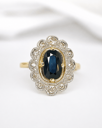 Bague Marguerite Saphir 1.70 carat &amp; Diamants 0.43 carat "Nastasia" - Elliade Paris