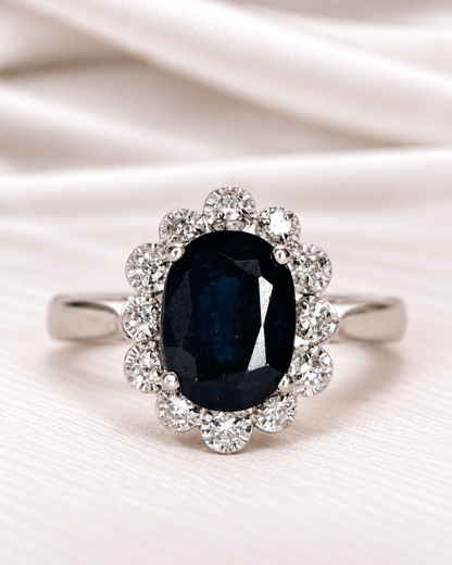 Bague Marguerite Saphir 1.70 carat &amp; Diamants "Delphine" - Elliade Paris