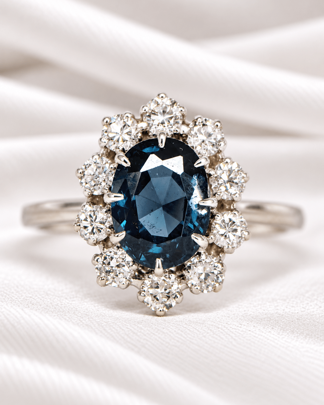 Bague Marguerite Saphir 1.70 carat &amp; Diamants "Faustine" - Elliade Paris