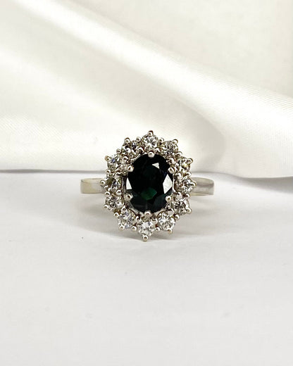 Bague Marguerite Saphir 1.75 carat &amp; Diamants 0.84 carat &quot;Anaïs&quot; - Elliade Paris