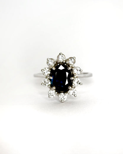 Bague Marguerite Saphir 1.75 ct &amp; Diamants 0.60 ct &quot;Apolline&quot; - Elliade Paris