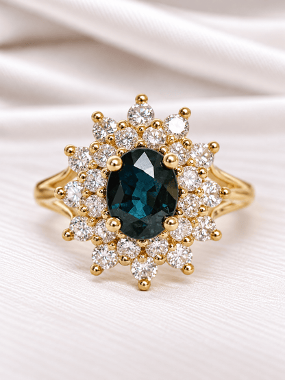 Bague Marguerite Saphir 1.79 carat &amp; Diamants 0.60 carat 6.04g "Hélène" - Elliade Paris