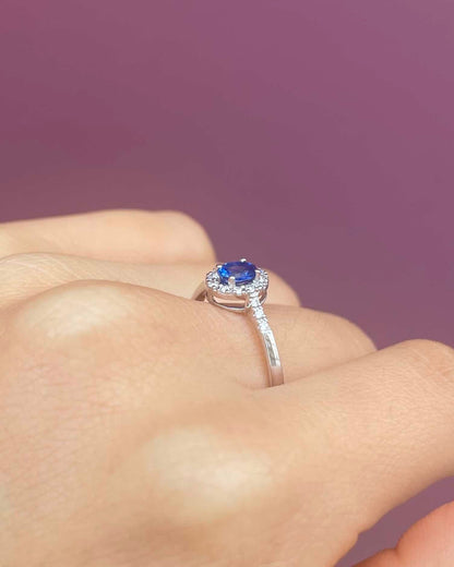 Bague Marguerite Saphir &amp; 18 Diamants &quot;Arielle&quot; - Elliade Paris