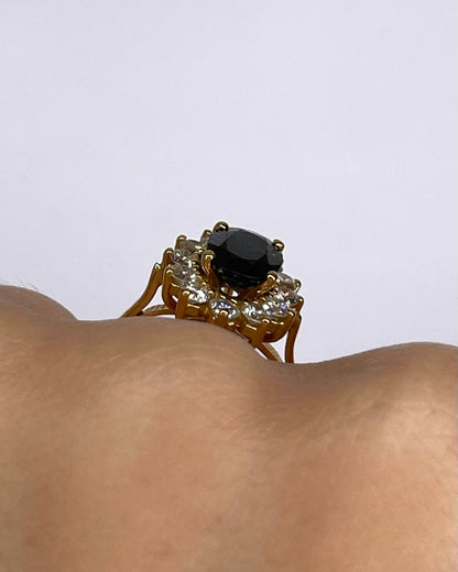 Bague Marguerite Saphir 1.80 carat &amp; Diamants 0.48 carat "Surya" - Elliade Paris