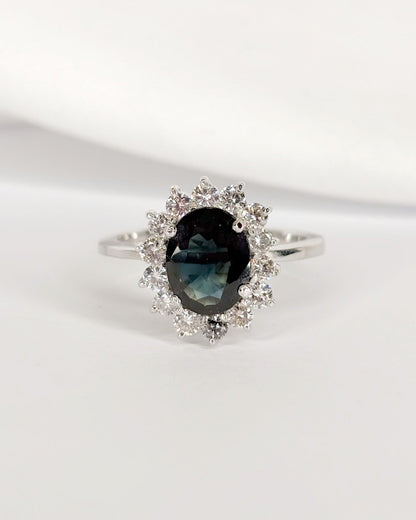 Bague Marguerite Saphir 1.80 carat &amp; Diamants 0.70 carat "Alyssa" - Elliade Paris