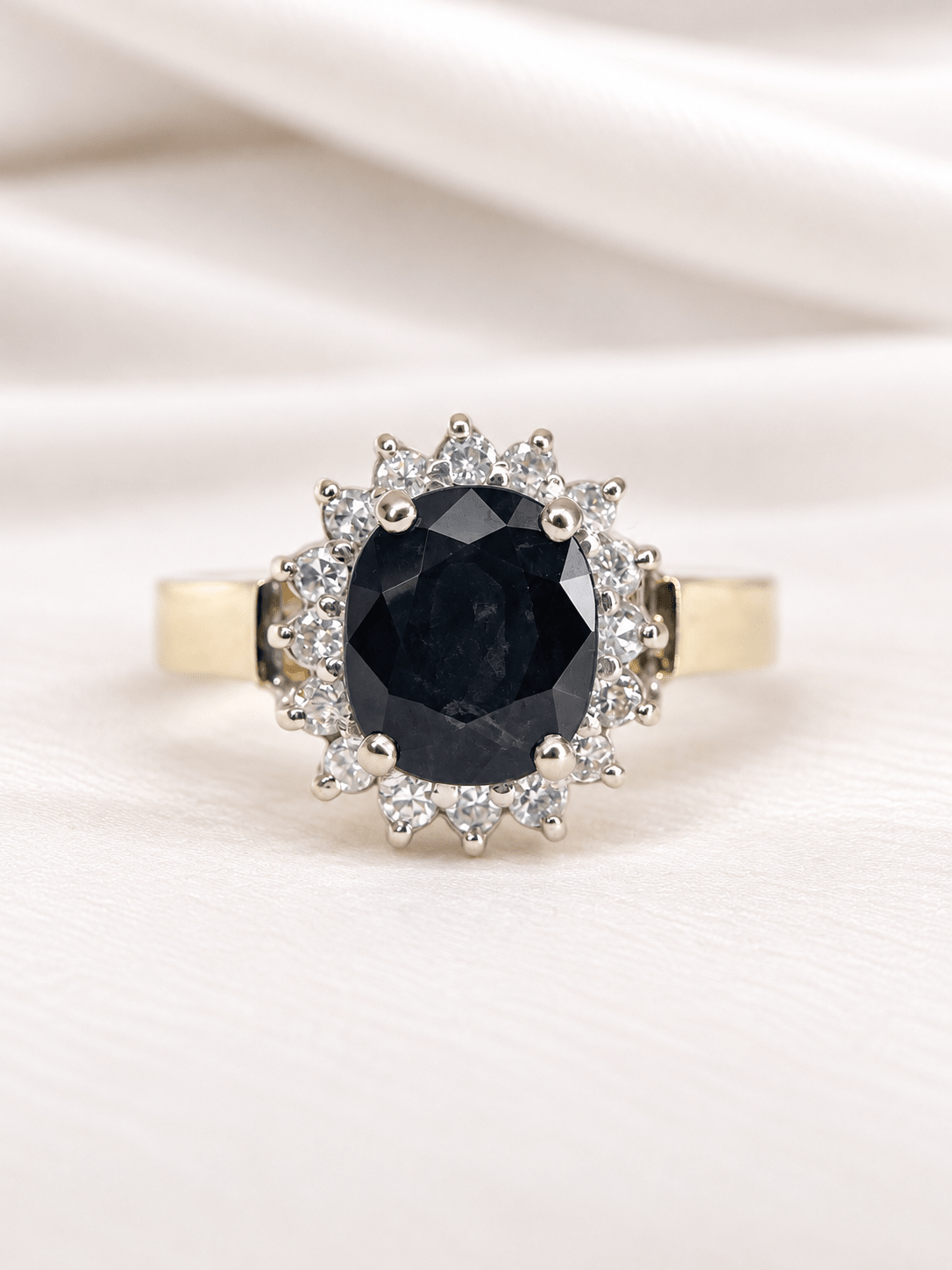 Bague Marguerite Saphir 1.95 carat &amp; Diamants 0.32 carat "Emma" - Elliade Paris
