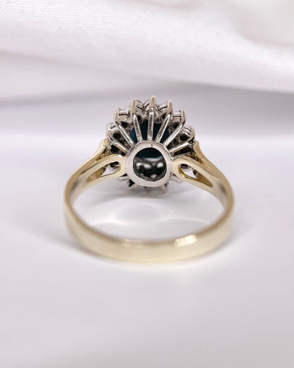 Bague Marguerite Saphir 1.95 carat &amp; Diamants 0.32 carat "Emma" - Elliade Paris