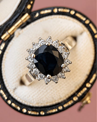 Bague Marguerite Saphir 1.95 carat &amp; Diamants 0.32 carat "Emma" - Elliade Paris