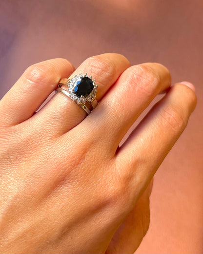 Bague Marguerite Saphir 1.95 carat &amp; Diamants 0.32 carat "Emma" - Elliade Paris