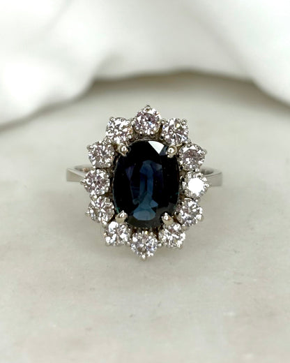 Bague Marguerite Saphir 2 carats &amp; Diamants 0.84 carat &quot;Coline&quot; - Elliade Paris
